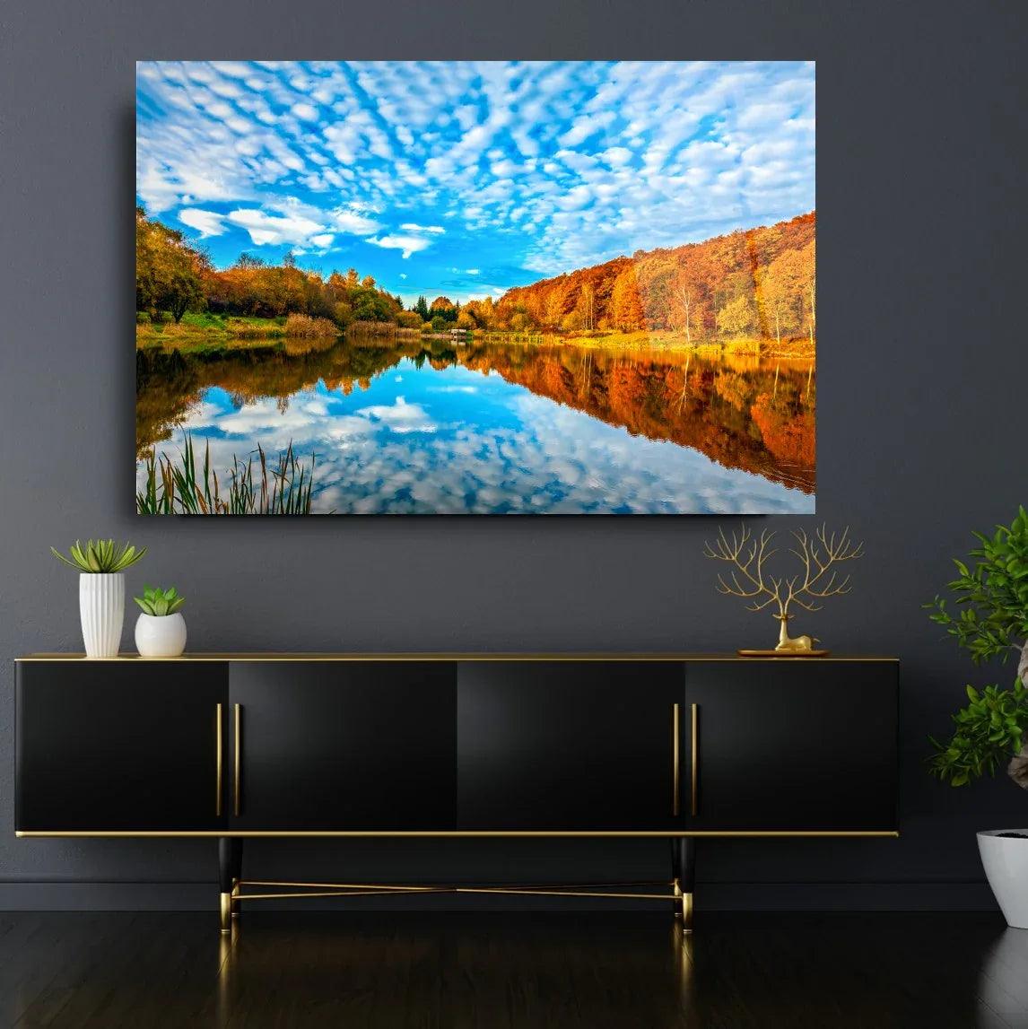 Autumn Landscape Glass Wall Art - LUXARTDECO