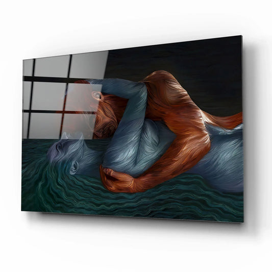 Embracing Couple Glass Wall Art - LUXARTDECO