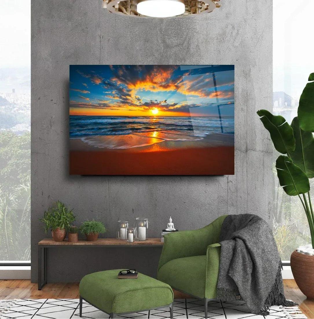 Sea Sunset Glass Wall Art - LUXARTDECO