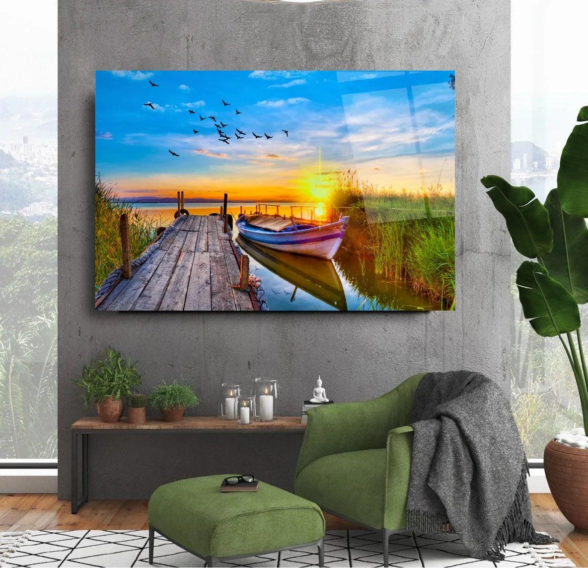 Sunset Bridge Sea Glass Wall Art - LUXARTDECO