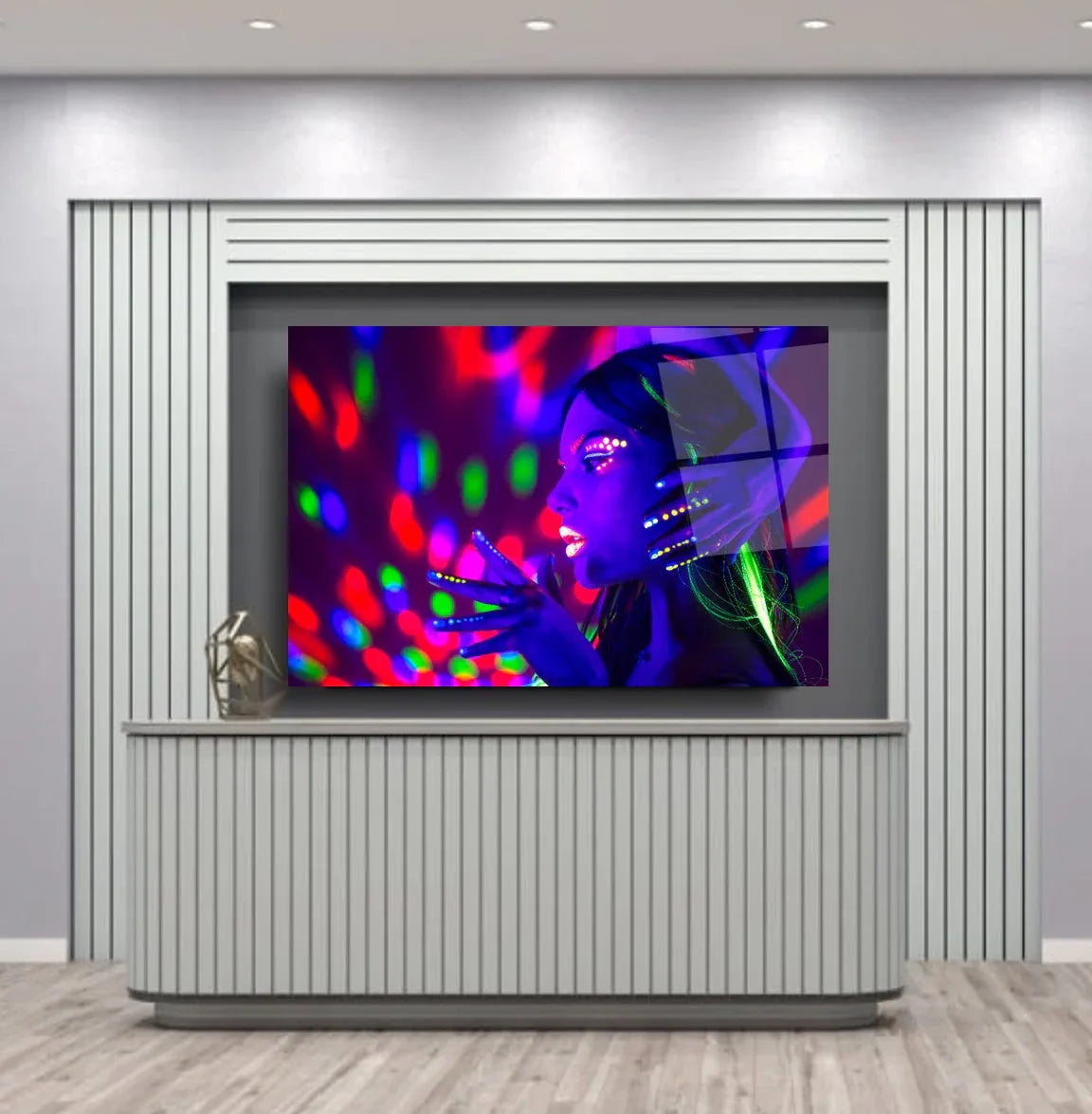 Neon Girl Glass Wall Art - LUXARTDECO