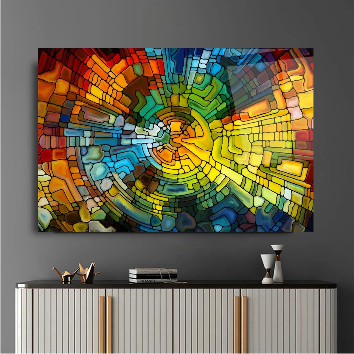 Rainbow Colors Glass Wall Art - LUXARTDECO