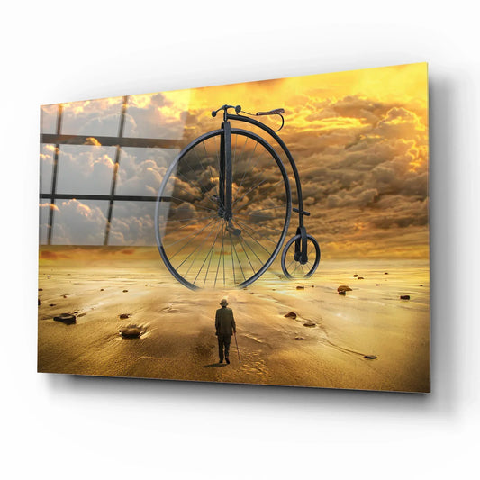 Fantasy Bicycle Landscape Glass Wall Art - LUXARTDECO