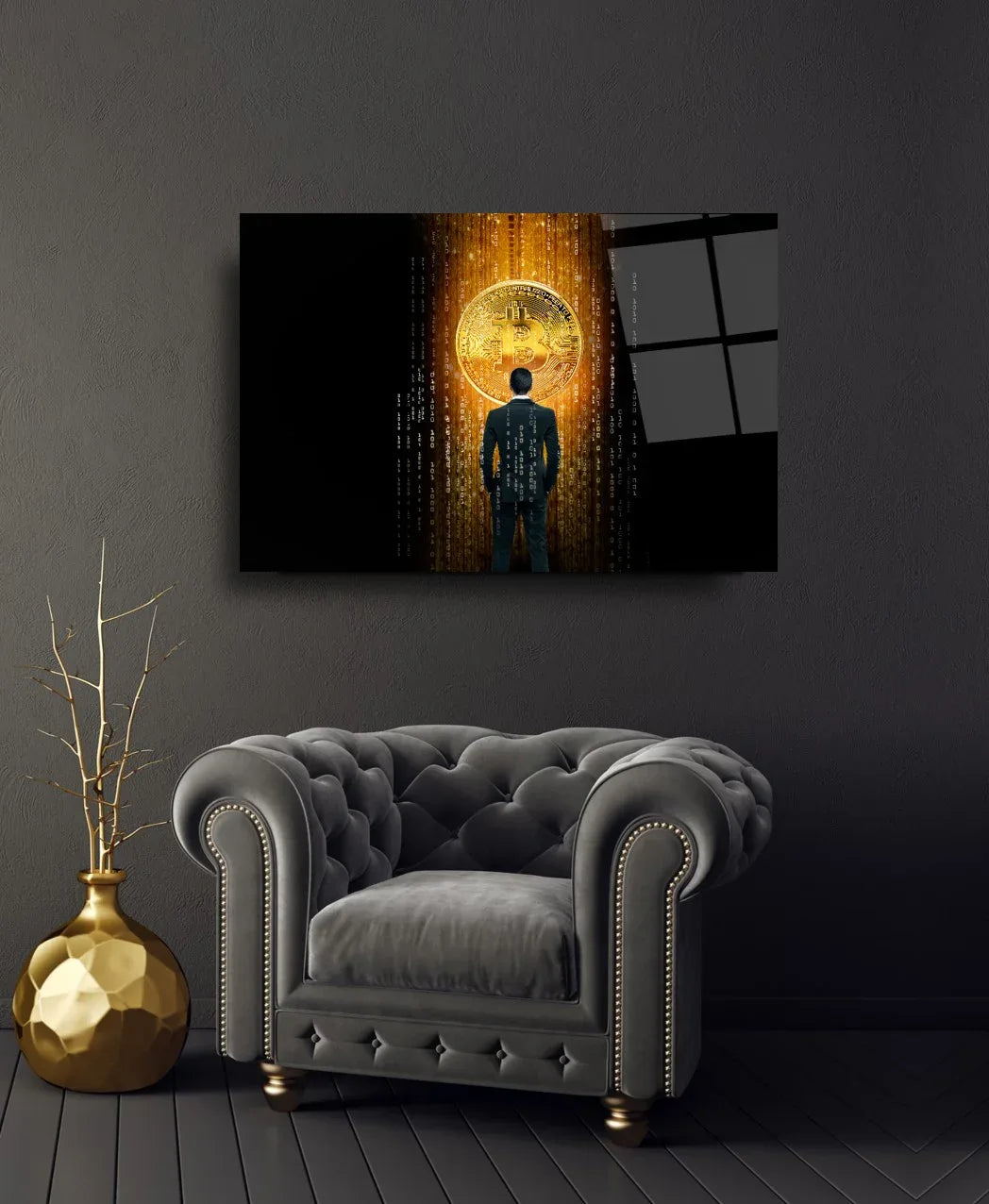 Bitcoin Glass Wall Art - LUXARTDECO
