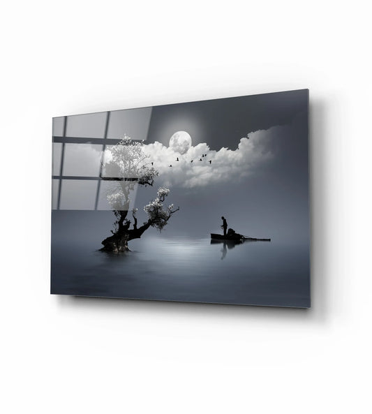 Light of Moon Glass Wall Art - LUXARTDECO