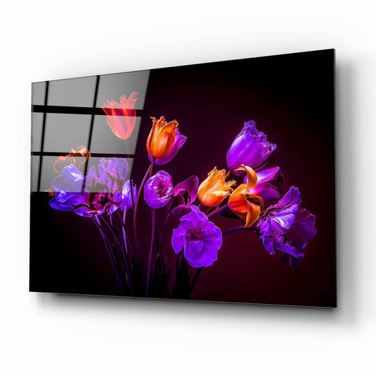 Purple Tulips Glass Wall Art - LUXARTDECO