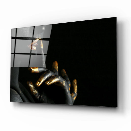 Gold Woman Glass Wall Art - LUXARTDECO