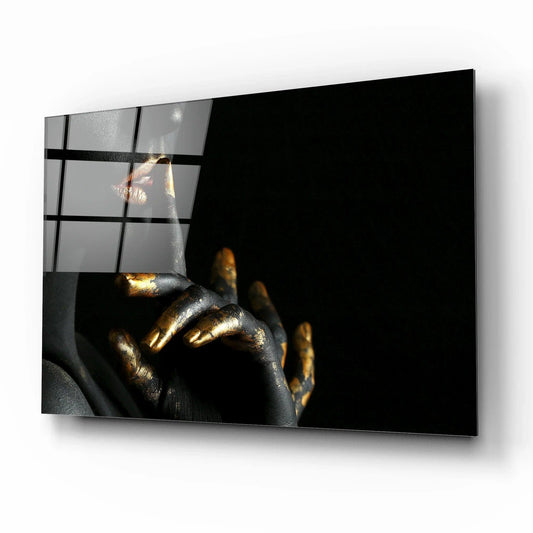 Gold Woman Glass Wall Art - LUXARTDECO
