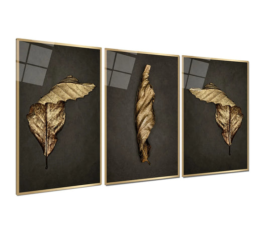 Leaves Glass Wall Art - LUXARTDECO