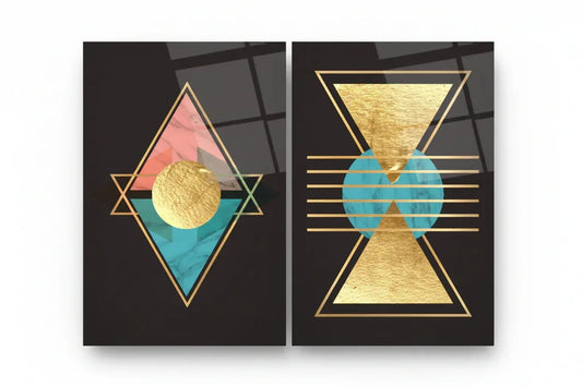 Colorful Abstract Duo Glass Wall Art Set - LUXARTDECO