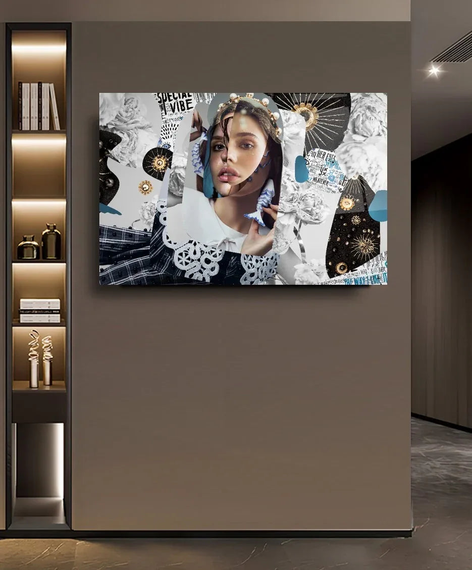 Abstract Woman Glass Wall Art - LUXARTDECO