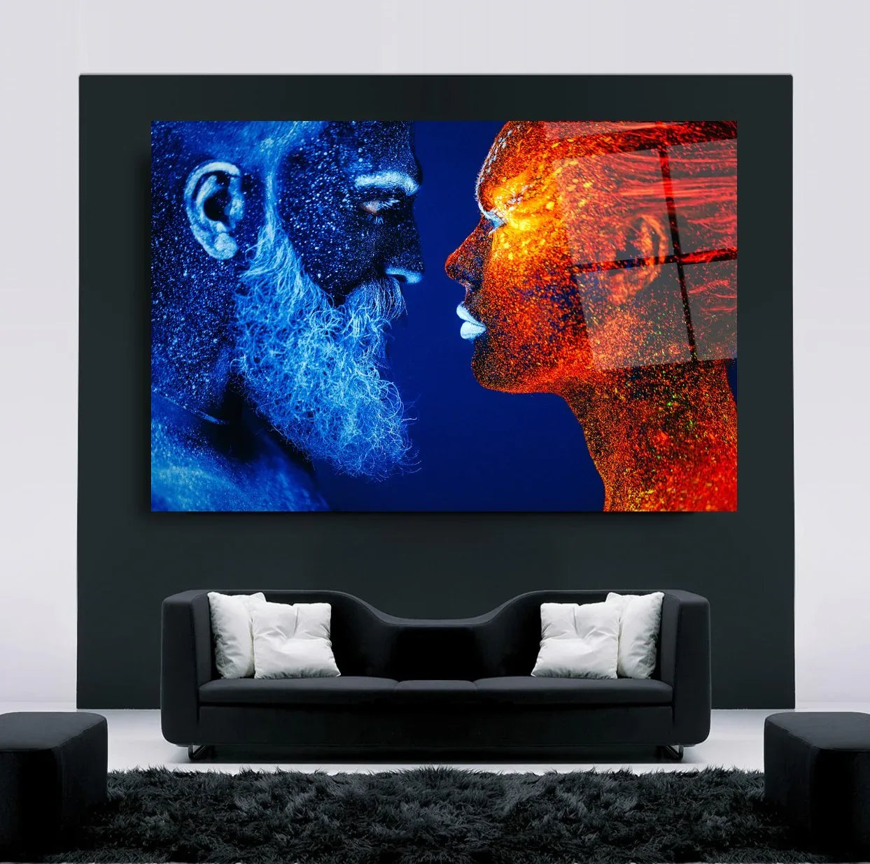 Couple Faces Glass Wall Art - LUXARTDECO