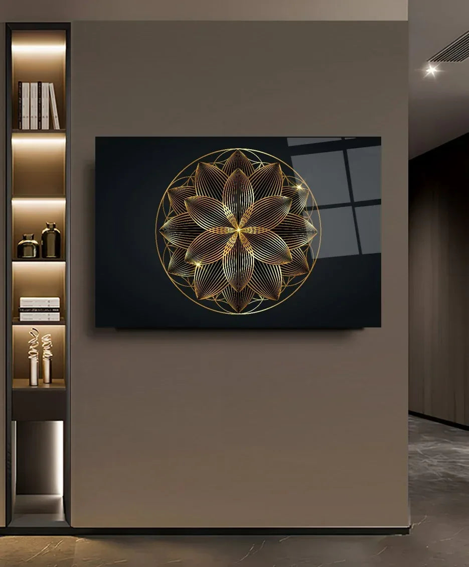 Abstract Gold Black Glass Wall Art - LUXARTDECO