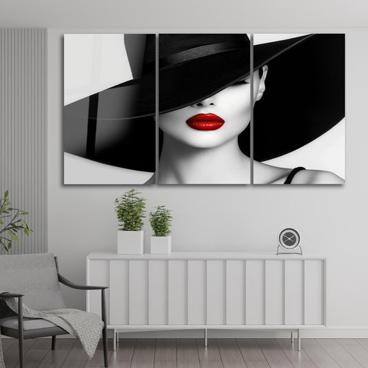 Woman Red Lips Glass Wall Art