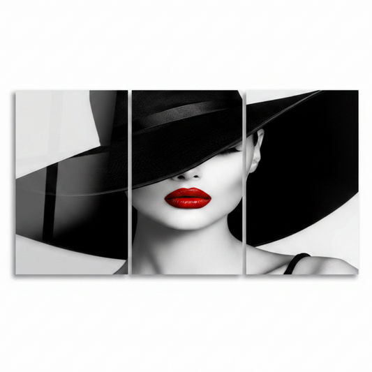 Woman Red Lips Glass Wall Art
