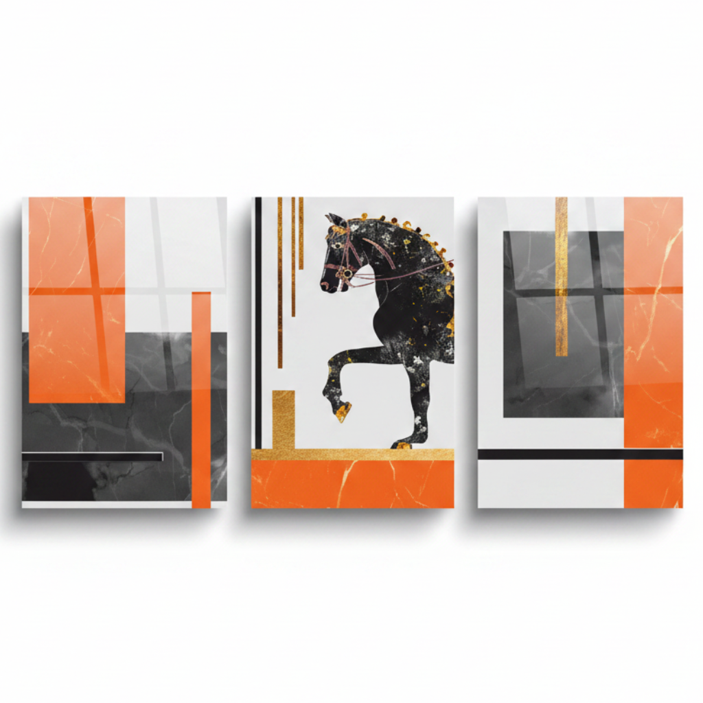 Black Horse  Glass Wall Art