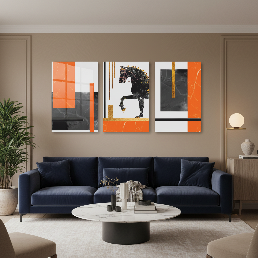 Black Horse  Glass Wall Art