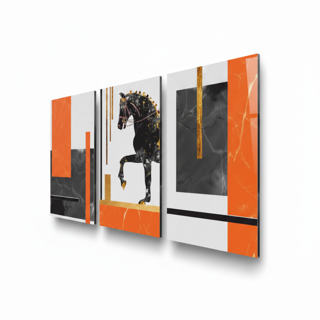 Black Horse  Glass Wall Art