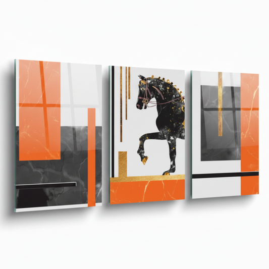Black Horse  Glass Wall Art