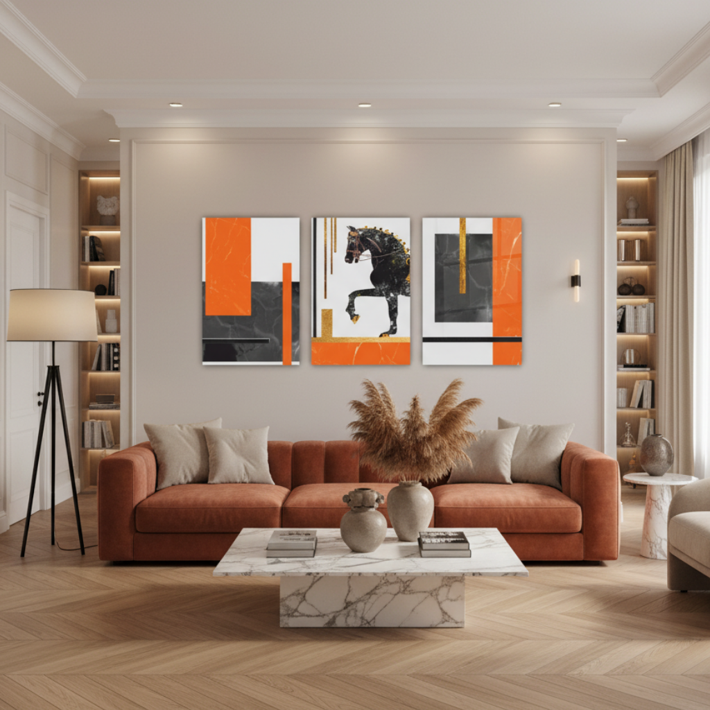 Black Horse  Glass Wall Art