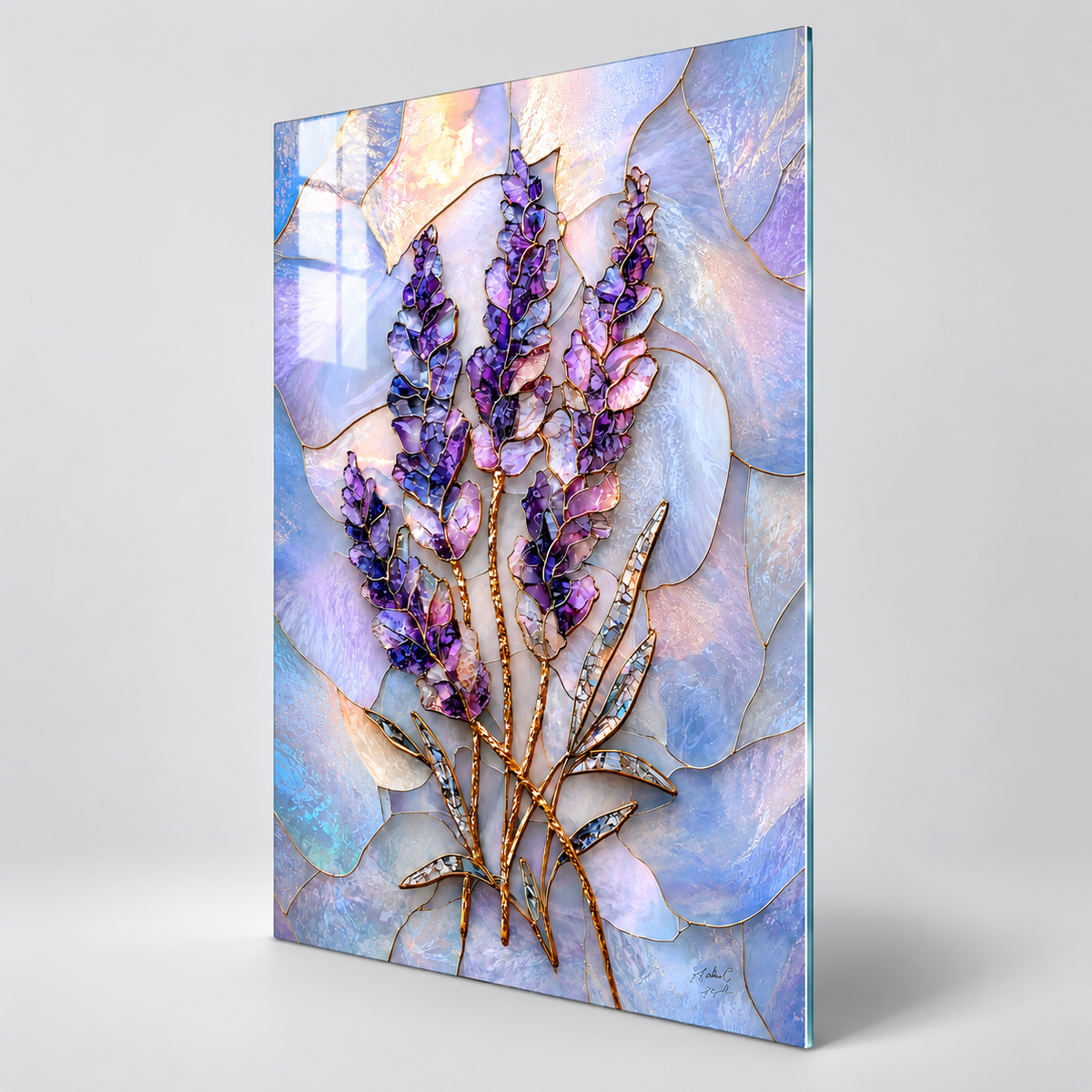 Lavande Violette Tableau en Verre Trempé
