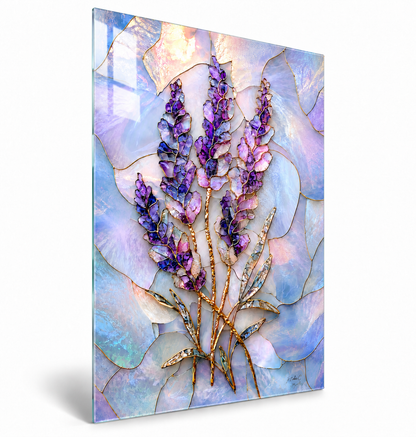 Lavande Violette Tableau en Verre Trempé