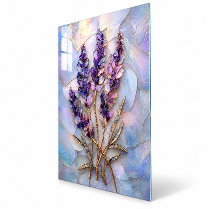 Lavande Violette Tableau en Verre Trempé