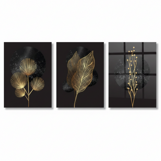 Golden Line Botanicals Glass Wall Art
