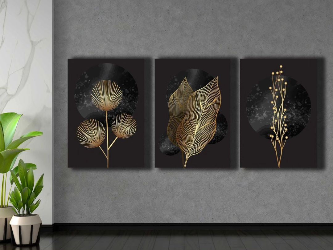 Golden Line Botanicals Glass Wall Art