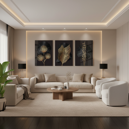 Golden Line Botanicals Glass Wall Art