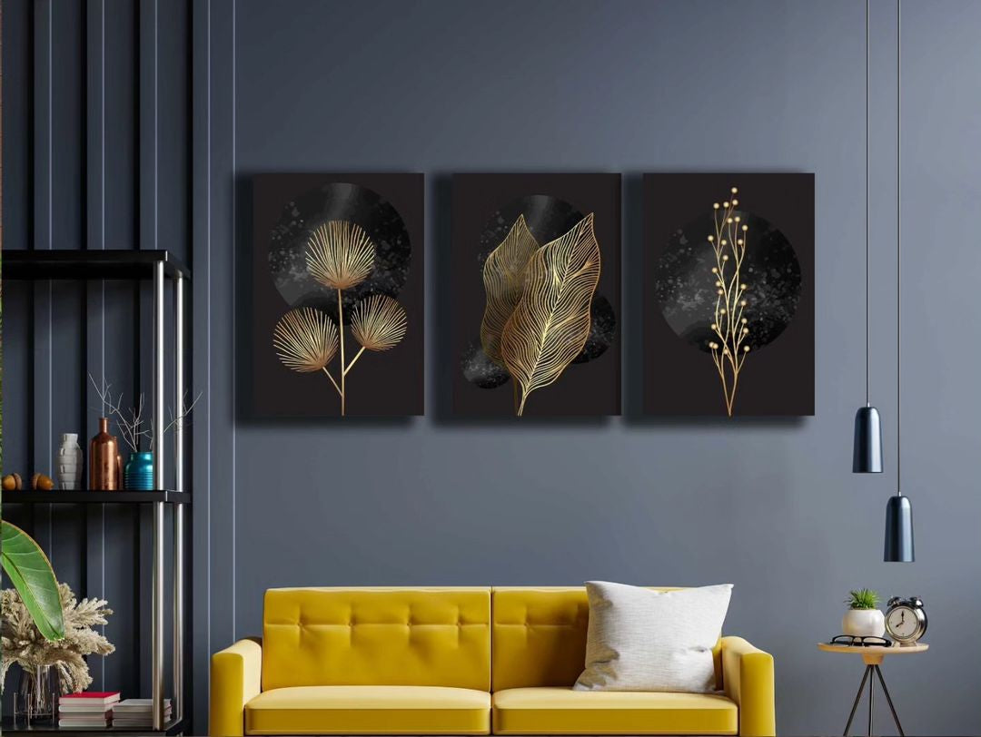 Golden Line Botanicals Glass Wall Art