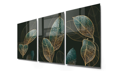 Emerald Botanical Leaves Glass Wall Art