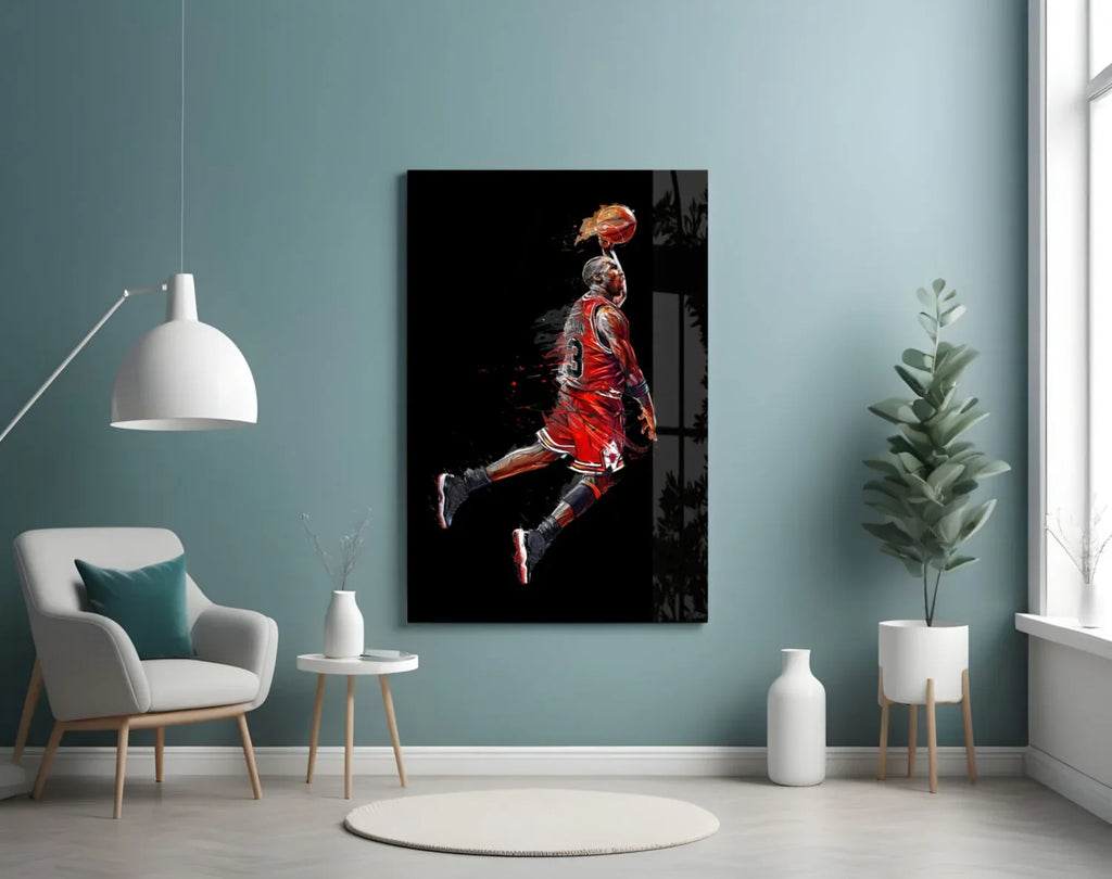 Michael Jordan Glass Wall Art - LUXARTDECO