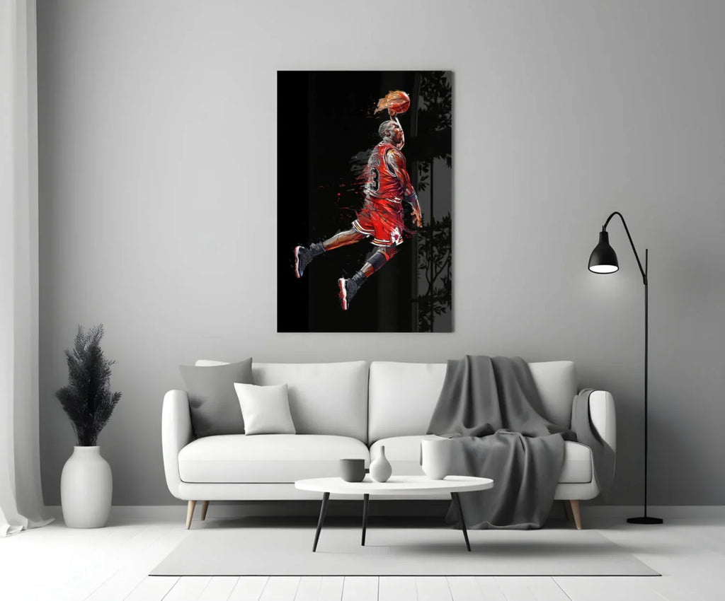 Michael Jordan Glass Wall Art - LUXARTDECO