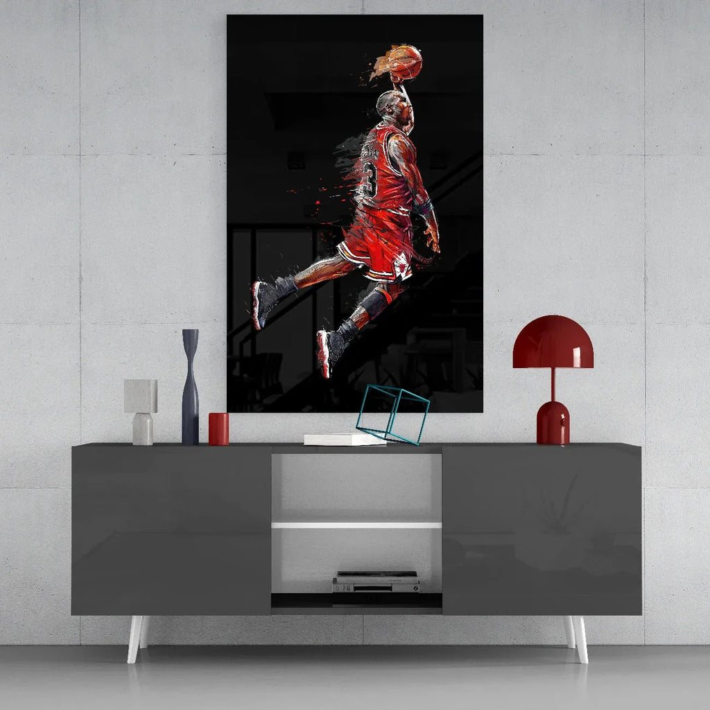 Michael Jordan Glass Wall Art - LUXARTDECO
