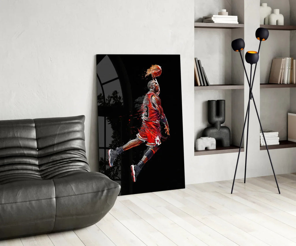 Michael Jordan Glass Wall Art - LUXARTDECO