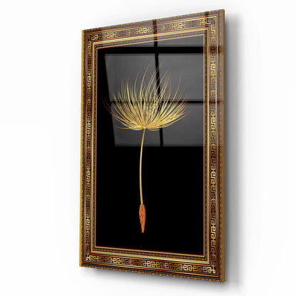 Golden Dandelion Glass Wall Art - LUXARTDECO