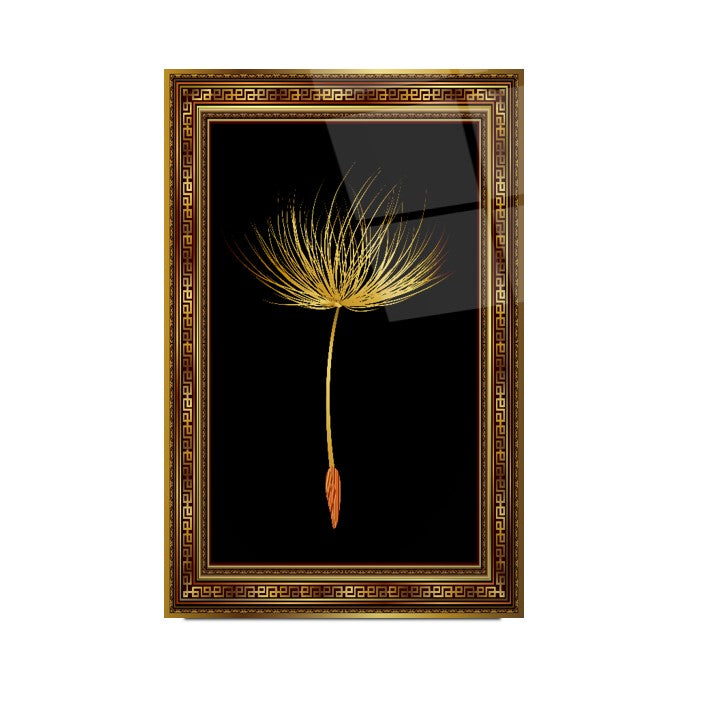 Tableau mural en verre représentant un pissenlit doré