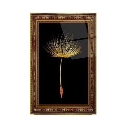 Golden Dandelion Glass Wall Art - LUXARTDECO