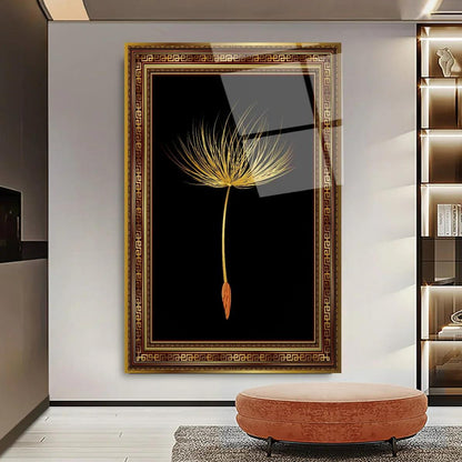 Golden Dandelion Glass Wall Art - LUXARTDECO