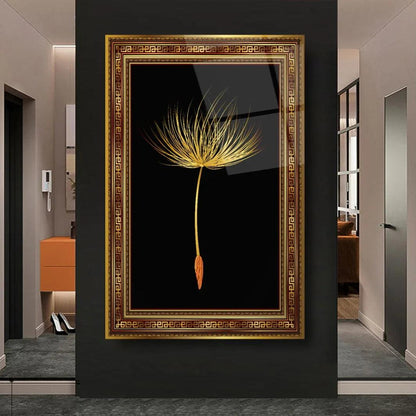 Golden Dandelion Glass Wall Art - LUXARTDECO