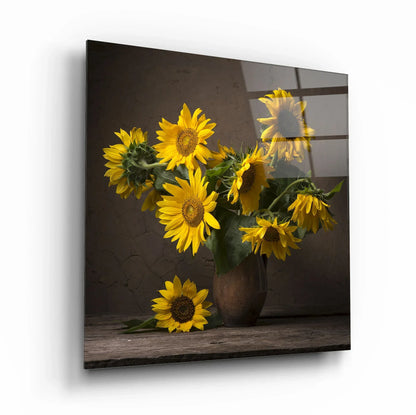 Sunflower Glass Wall Art - LUXARTDECO