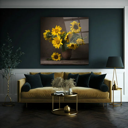 Sunflower Glass Wall Art - LUXARTDECO