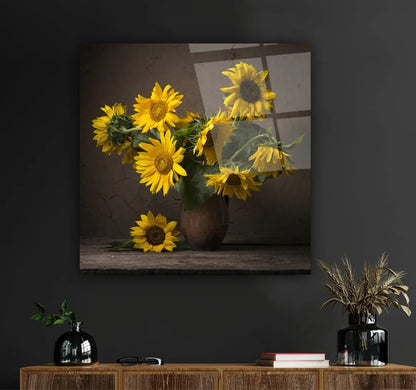 Sunflower Glass Wall Art - LUXARTDECO