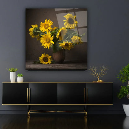 Sunflower Glass Wall Art - LUXARTDECO
