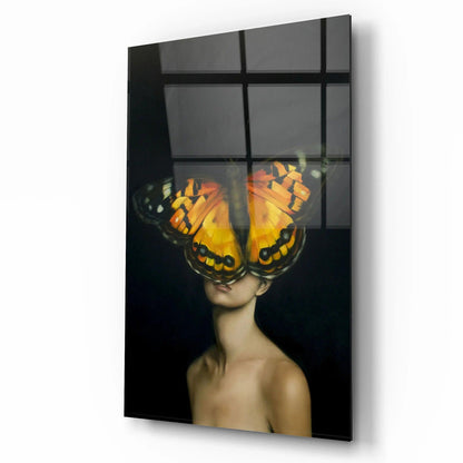 Butterfly Woman Glass Wall Art - LUXARTDECO