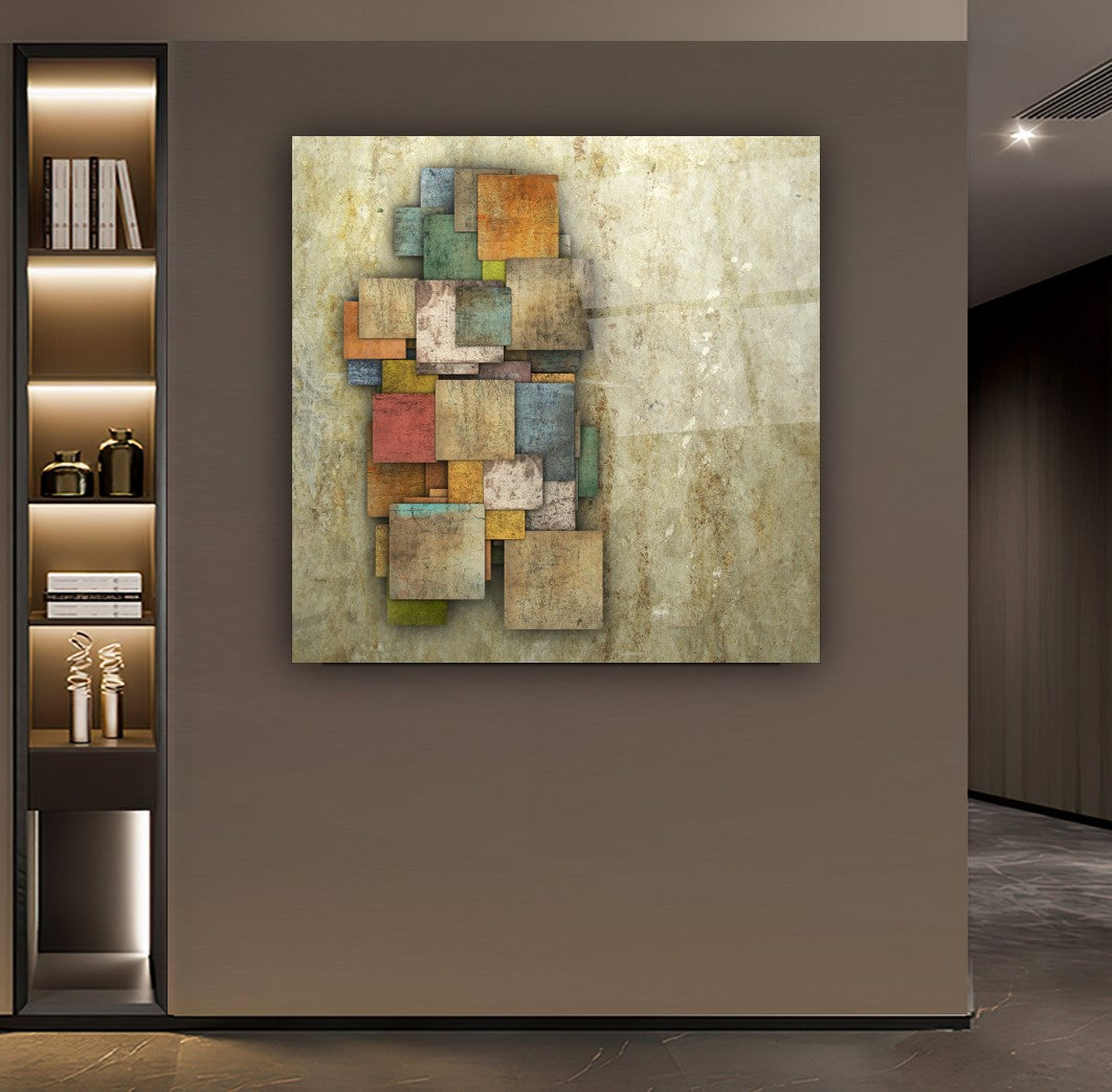 Art mural abstrait en verre 