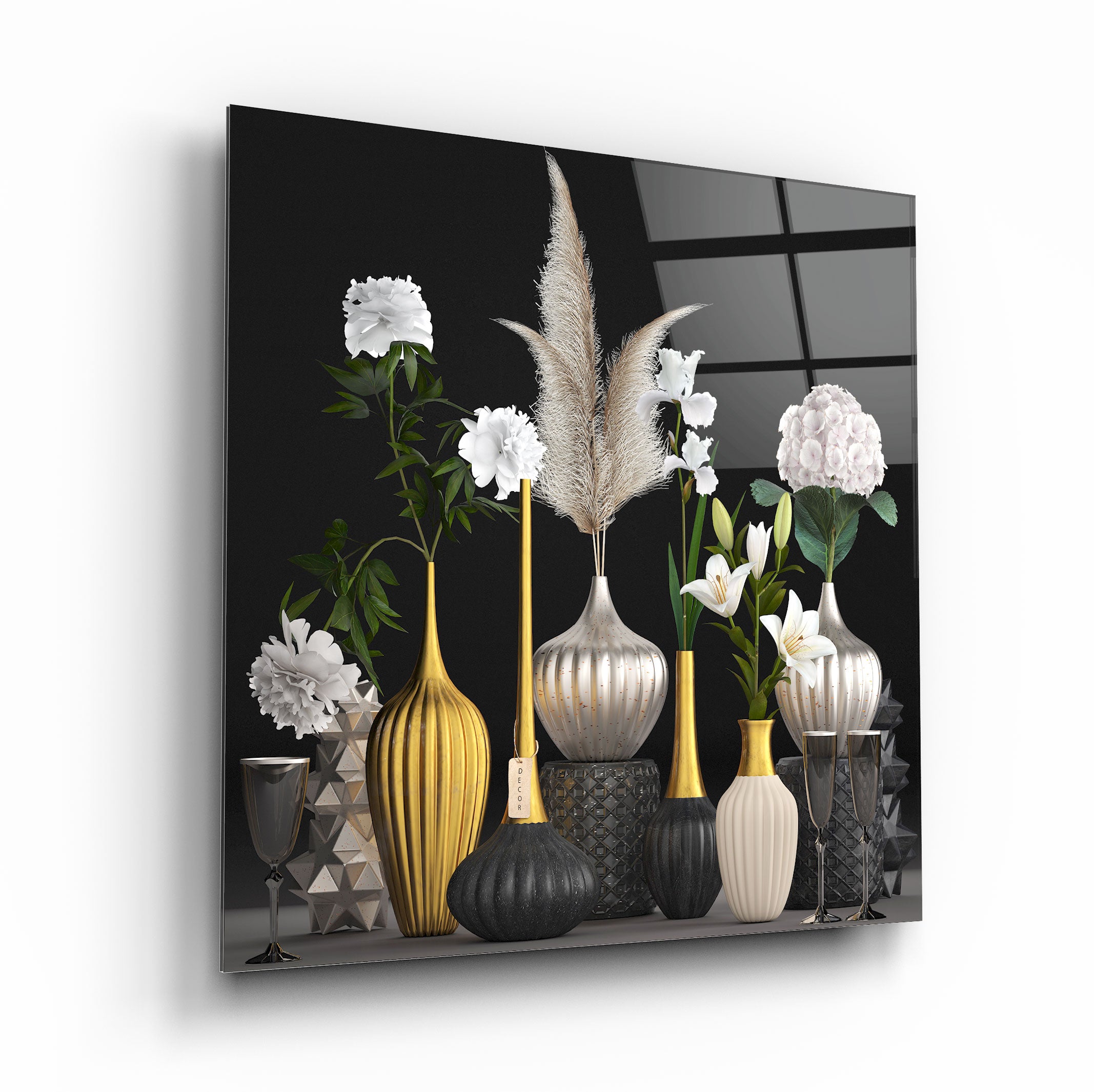 Quadro in vetro Vasi in argento e oro