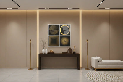 Gold and Black Abstract Glass Wall Art - LUXARTDECO