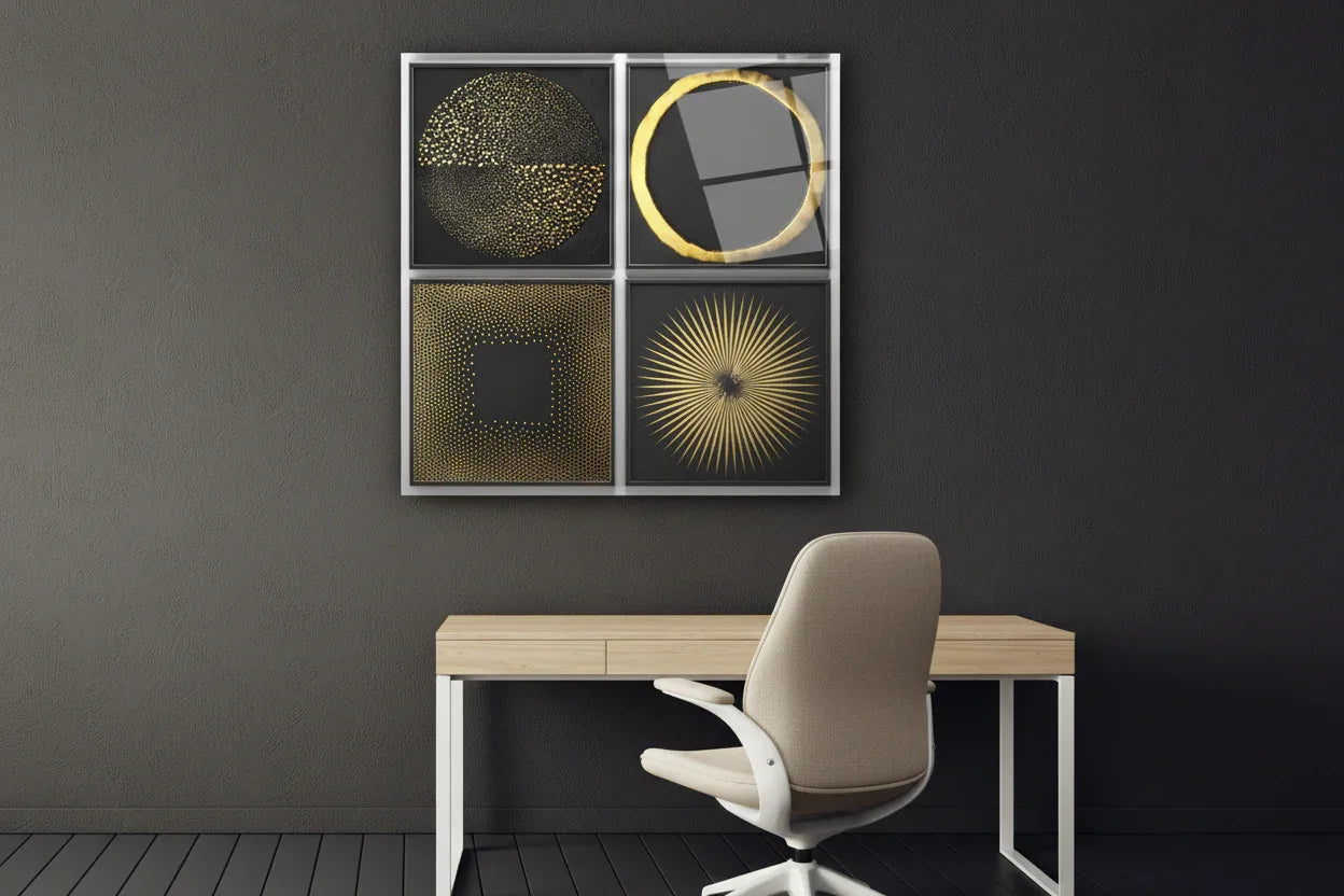 Gold and Black Abstract Glass Wall Art - LUXARTDECO